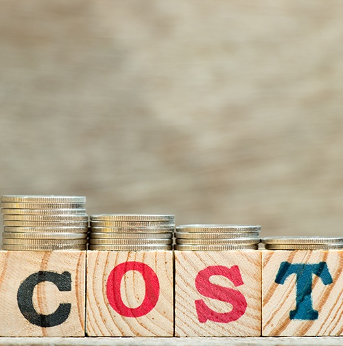 Cost written on wooden blocks