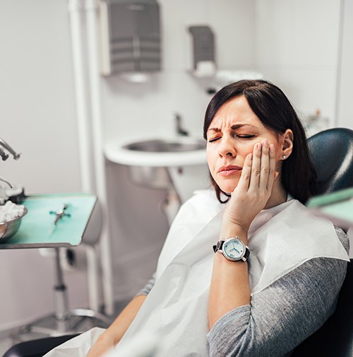 Woman with a dental implant