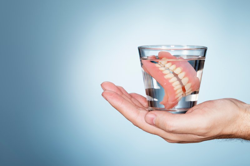 Dentures in a glass of water